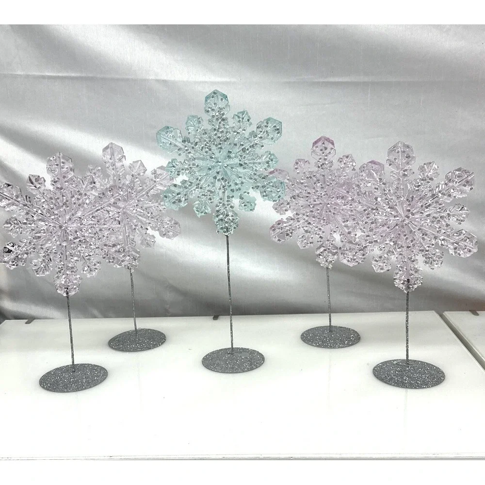 Decorative snowflakes with plastic and rhinestones party,Christmas NY Set of 5